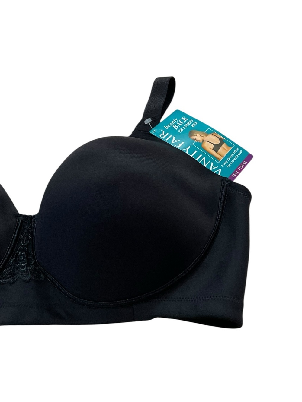 Vanity Fair Beauty Back Full Figure Wireless Bra 42D Black Smooth Back NWT - Picture 3 of 10